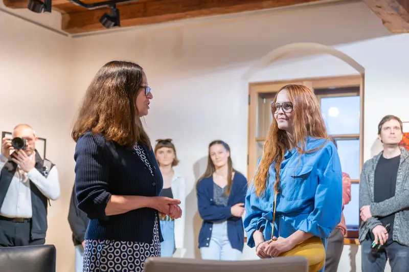 Vivi Dybowski and Jutta Fischel at Hide & Seek Exhibition Vernissage, Traismauer