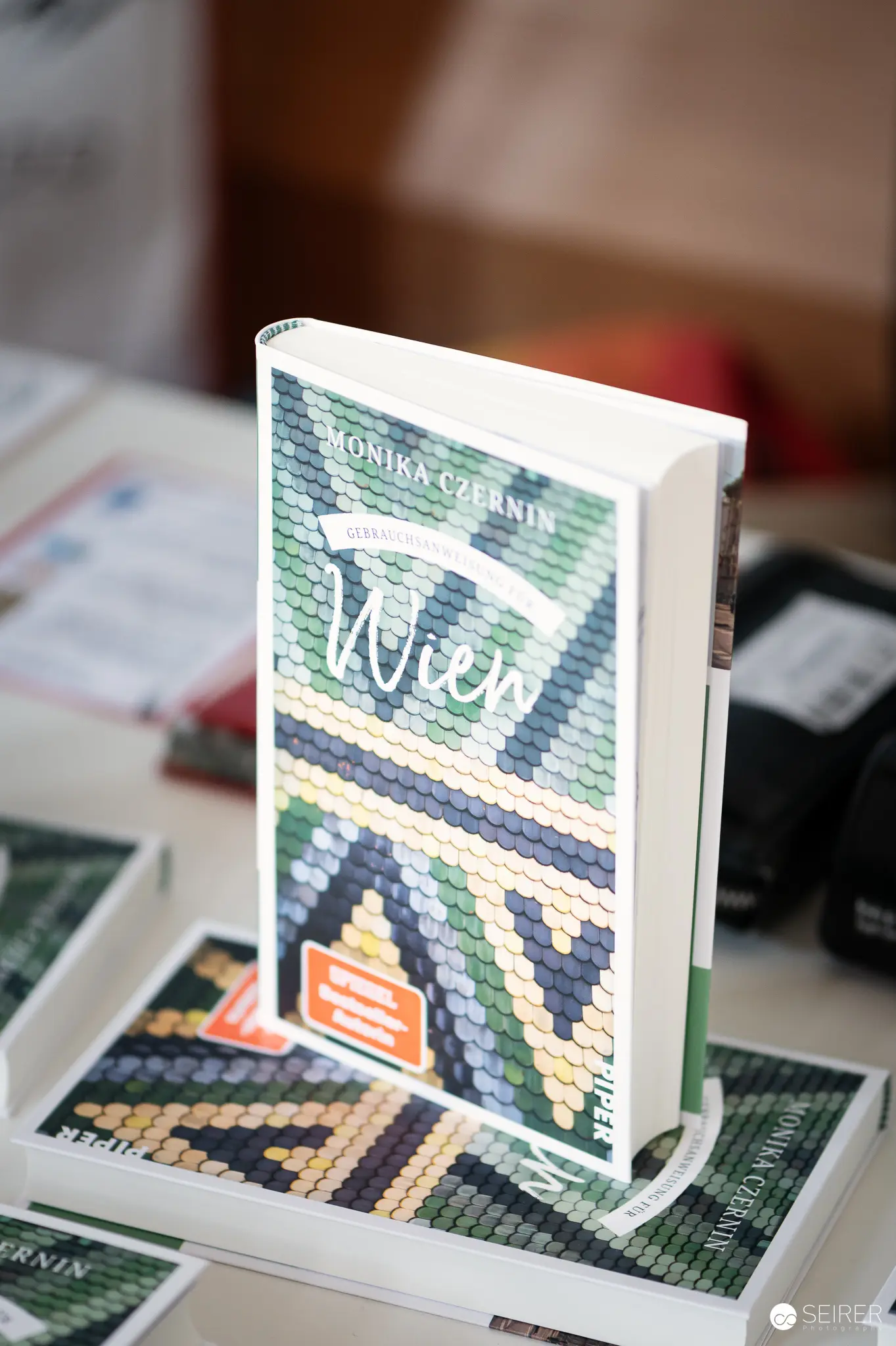 Monika Czernin's "Wien" Book Presentation with Mosaic-Styled Book Cover