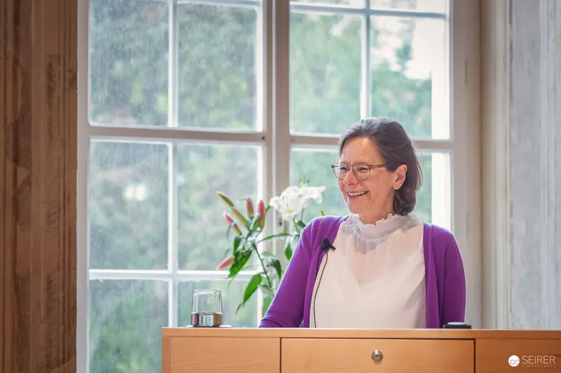 Monika Czernin Presenting Book on Vienna at Josephinum Event, April 2024