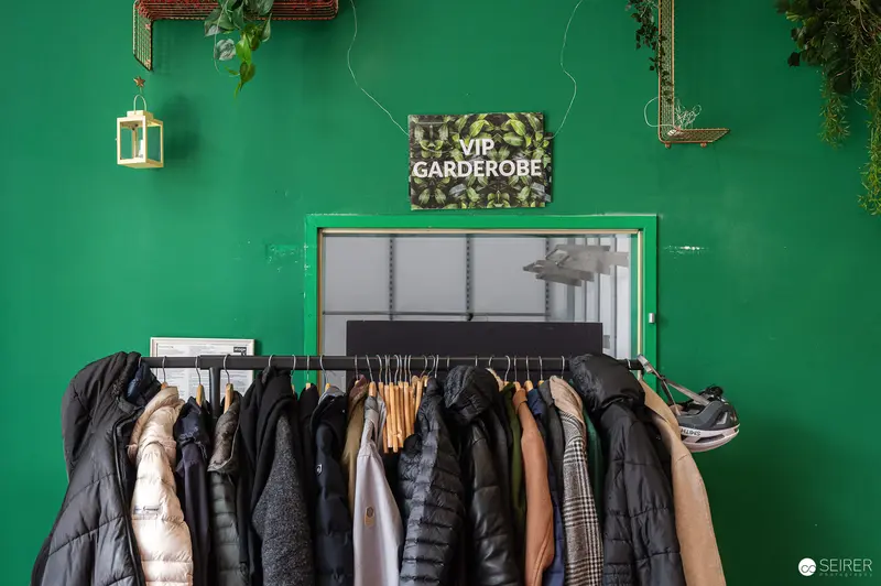 VIP Garderobe Coat Check at Construction Site Press Preview