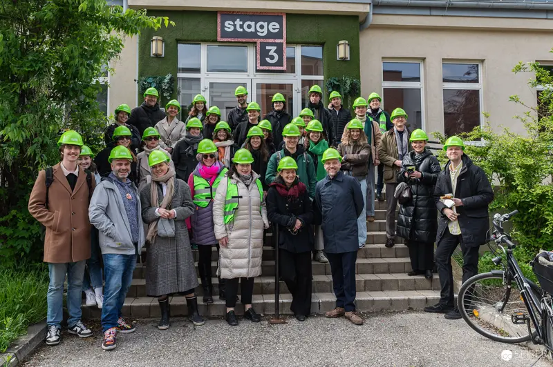 Construction Site Tour Group Photo at Stage 3 Building