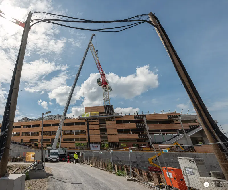 Large-Scale Construction Site with Multi-Story Building Under Development