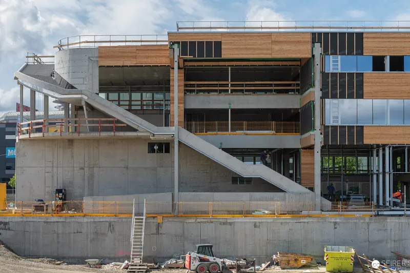 Multi-Story Building Under Construction with Concrete Staircase Structure