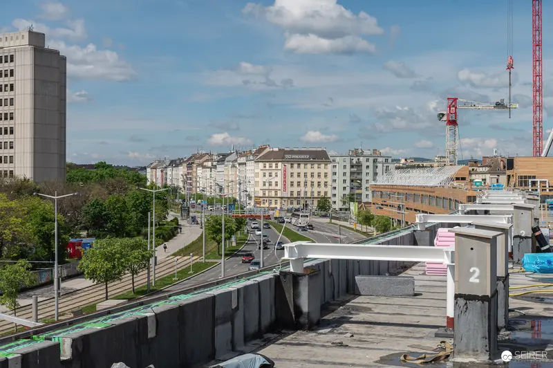Urban Development Site Survey with Residential District Backdrop