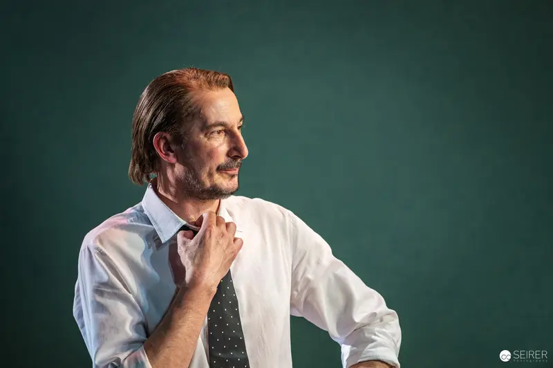 Actor in Theatrical Rehearsal for Trilogie der Sommerfrische at Theater in der Josefstadt