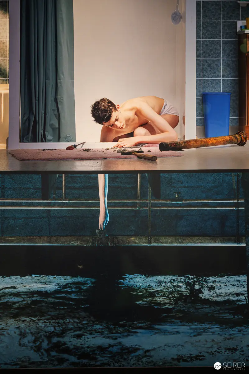 Gregory Crewdson Photograph of Kneeling Youth on View at Albertina, Vienna