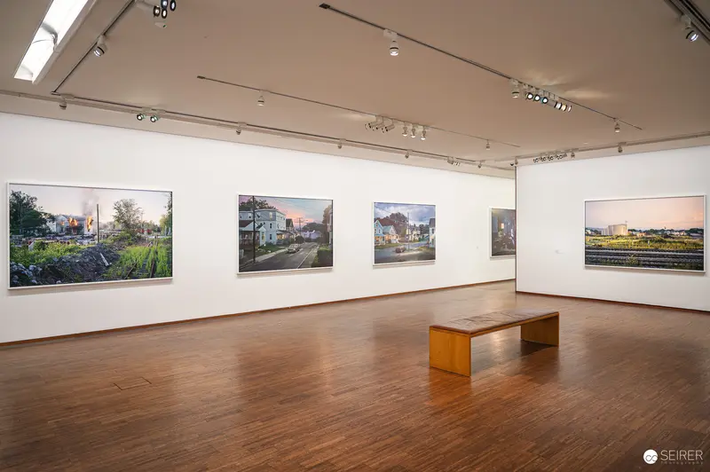 Gregory Crewdson exhibition room with five large-format photographs at Albertina, Vienna