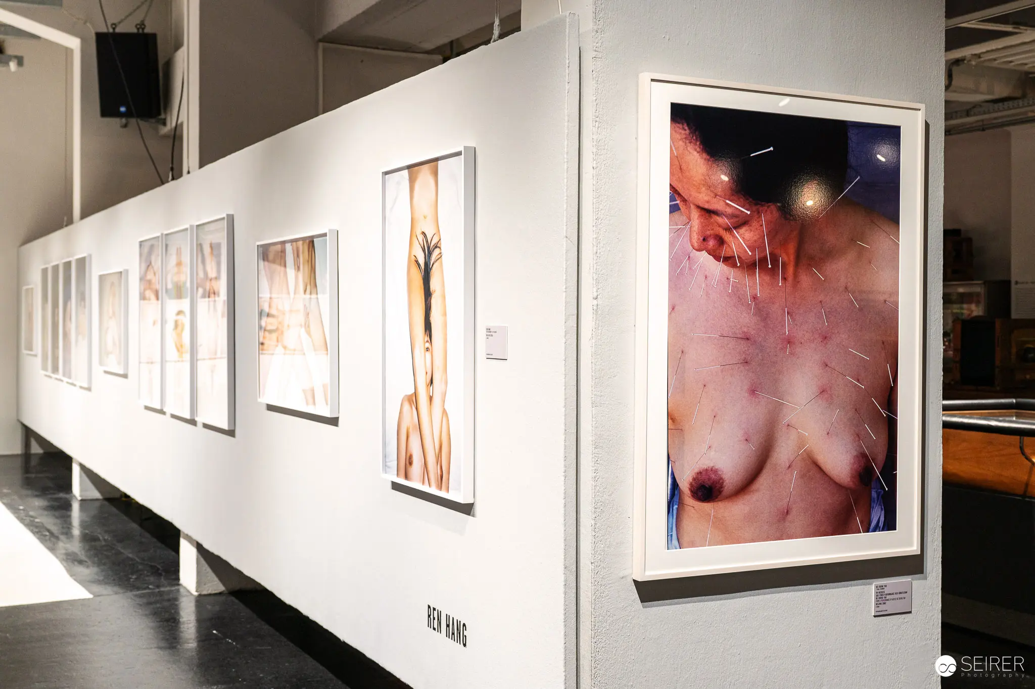 Art Gallery Exhibition Displaying Intimate Photographic Portrait with Acupuncture Needles