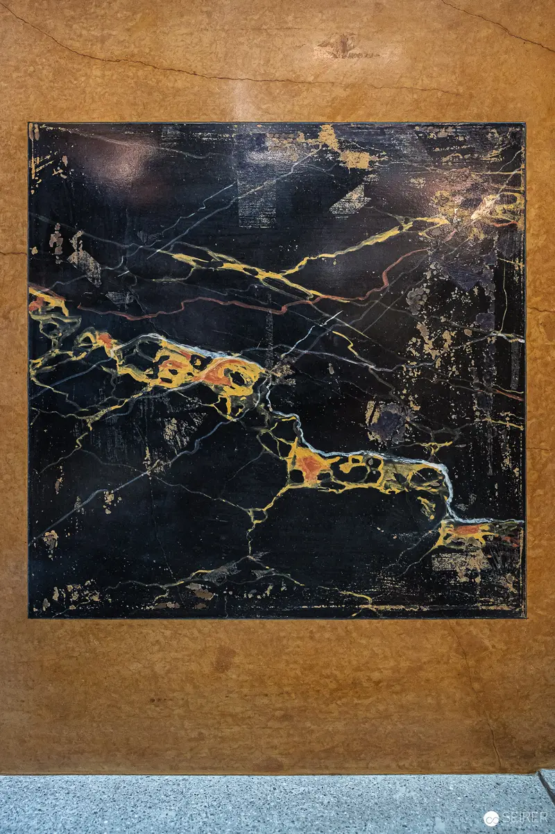 Abstract Black and Gold Marble-Like Textural Art Composition