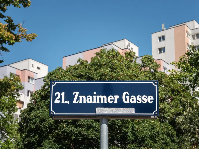 Street Sign at Znainer Gasse in Vienna Residential District