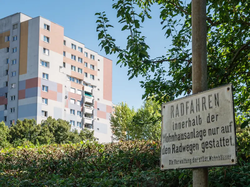 Residential Complex in Vienna with Bicycle Parking Restriction Sign