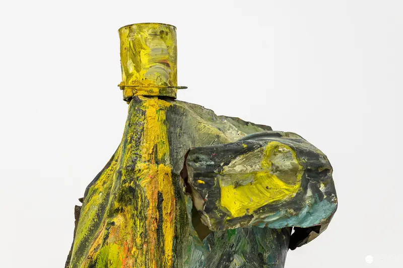 Erwin Wurm's Distorted Yellow Sculptural Bottle Form in Contemporary Art