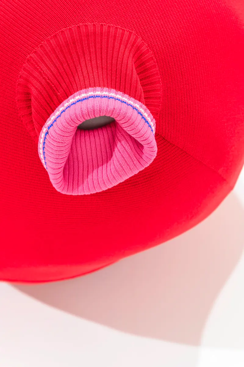 Soft Sculptural Form in Rusty Orange and Pink Ribbed Textile