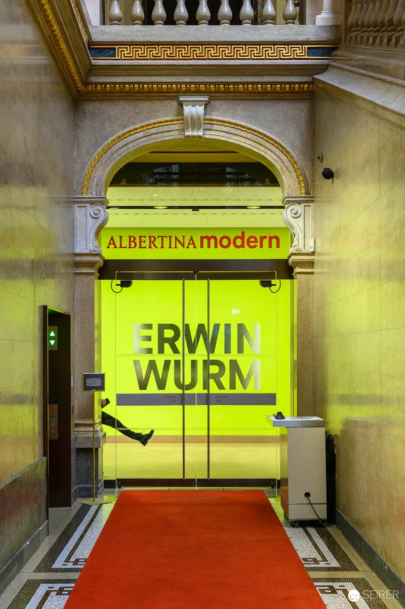 Erwin Wurm Retrospective Entrance at Albertina Modern, Vienna