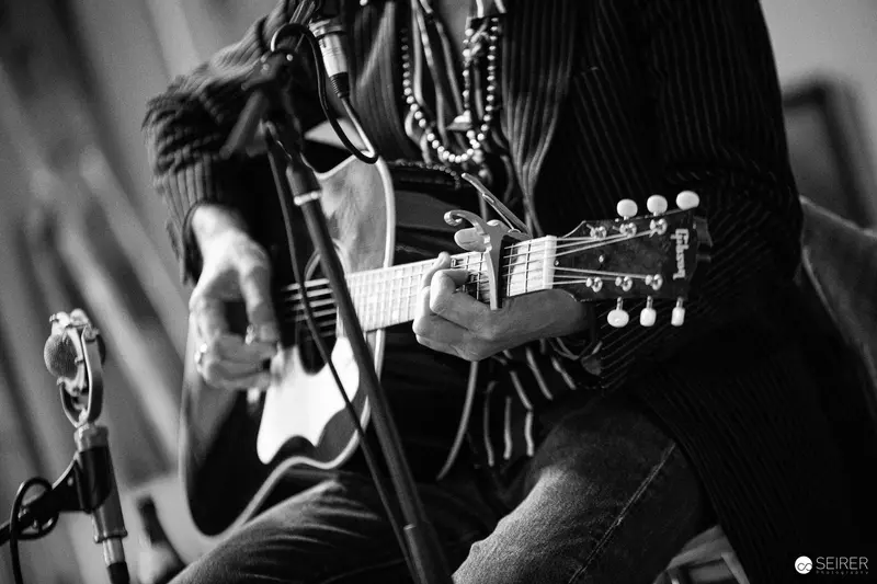Ernst Molden Performing Acoustic Guitar at Private Carla Mittersteig Concert