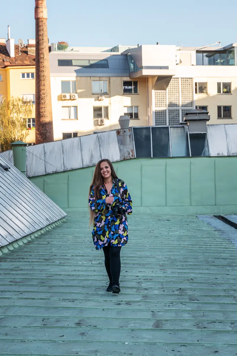 Carla Mittersteig on Green Rooftop during Slash Filmfestival Event