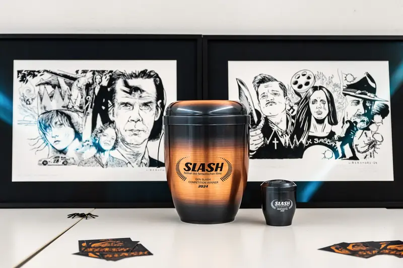 Slash Filmfestival Commemorative Urn Display with Artistic Movie Character Portraits