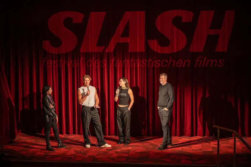 Slash Filmfestival Presenters on Stage at Metro Kinokulturhaus
