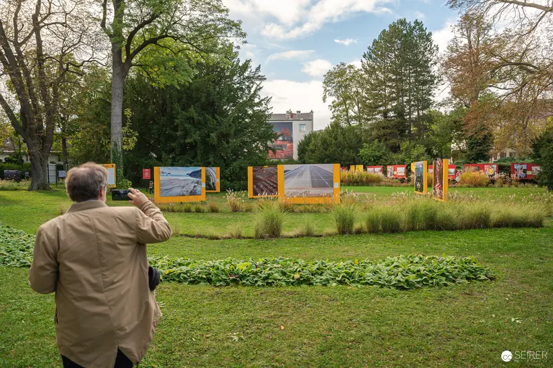 Lois Lammerhuber Photographing Outdoor Exhibition at La Gacilly Baden Photo Festival
