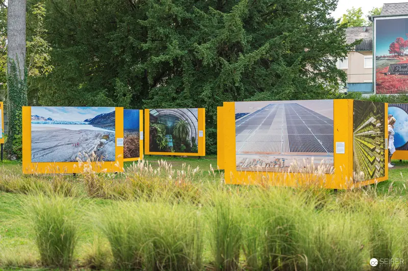 La Gacilly Baden Photo Exhibition Displays Environmental Landscapes in Yellow Frames