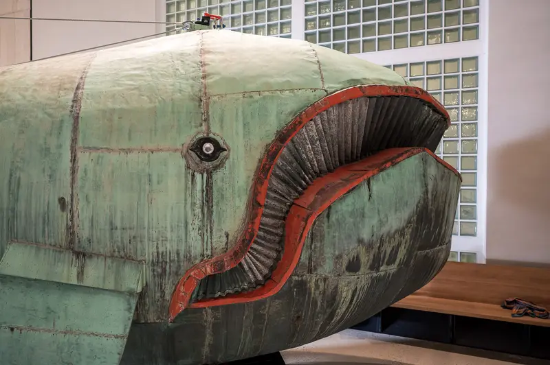 Maria Benke's "Poldi" Whale Sculpture at Wien Museum Conservation, 2024