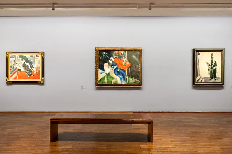 Marc Chagall Paintings Displayed in Minimalist Gallery Setting at Albertina Museum