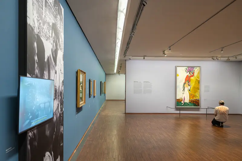 Chagall Exhibition Interior at Albertina Museum, Vienna, with Colorful Painting