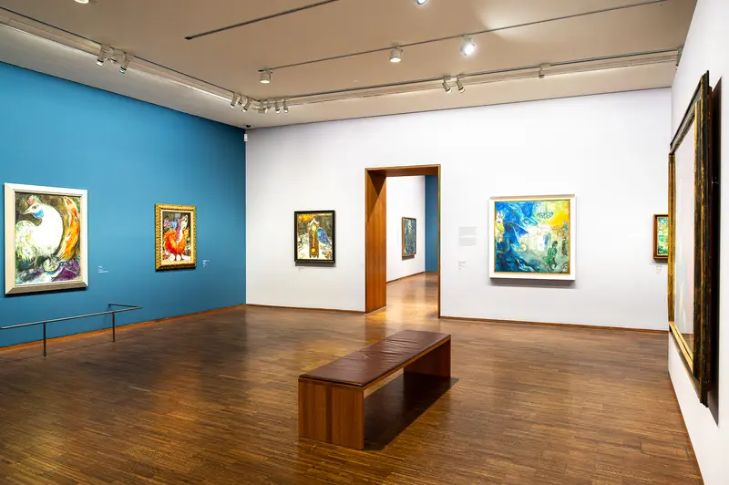 Chagall Artworks Displayed in Bright Gallery Space at Albertina Museum, Vienna