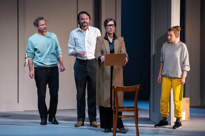 Theatrical Performance of "Nachtlacht" at Kammerspielen, Four Actors on Stage