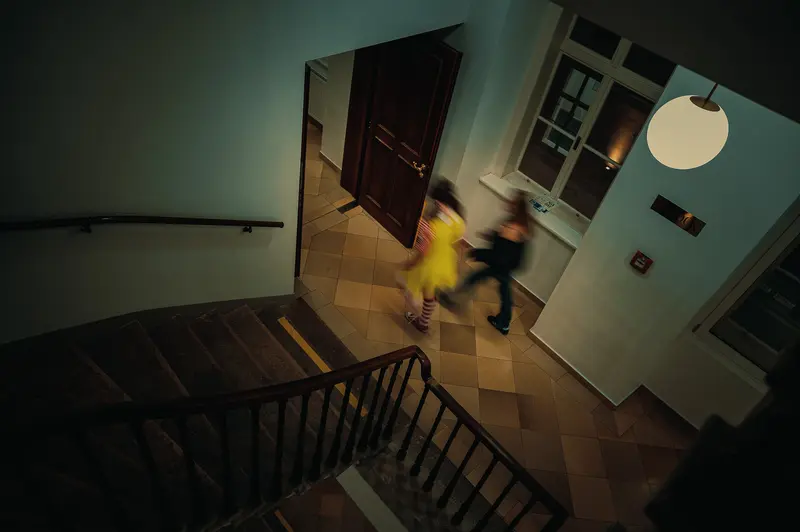 Blurred Motion on Staircase During Webster University Halloween Event