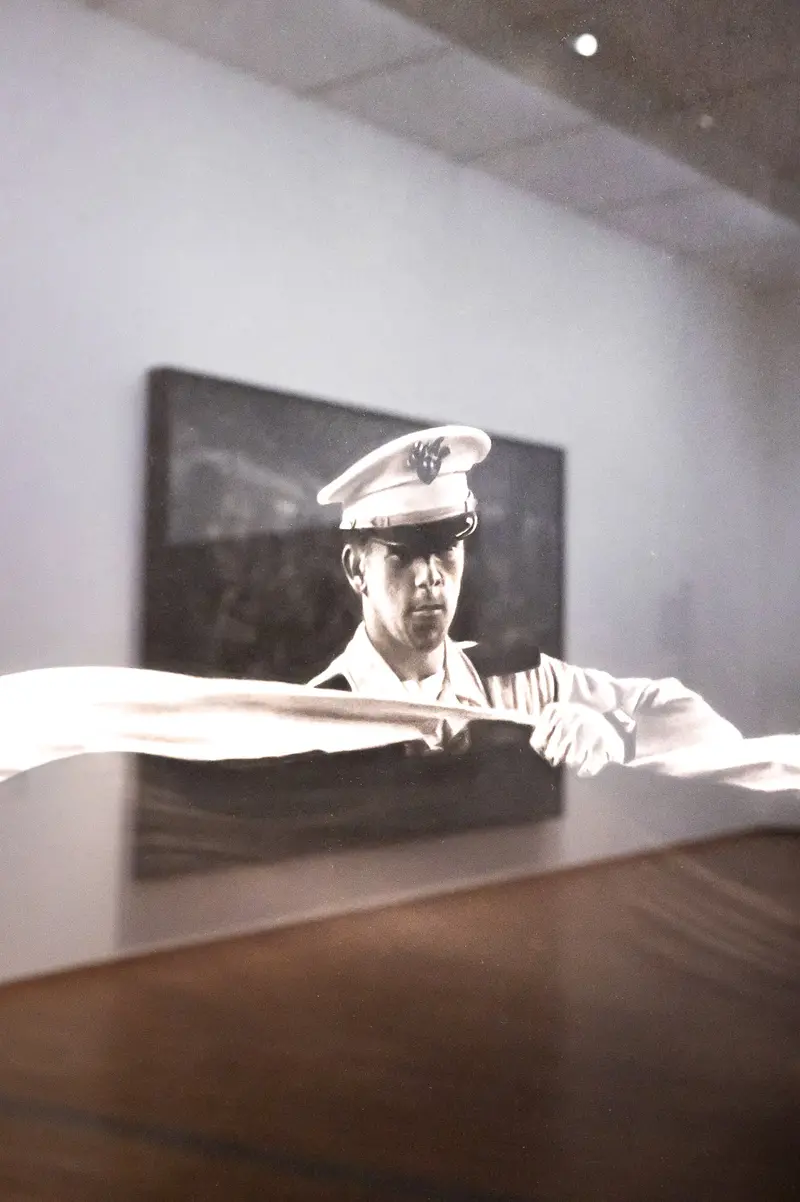 Military Officer at Robert Long Exhibition, Albertina Museum Vienna