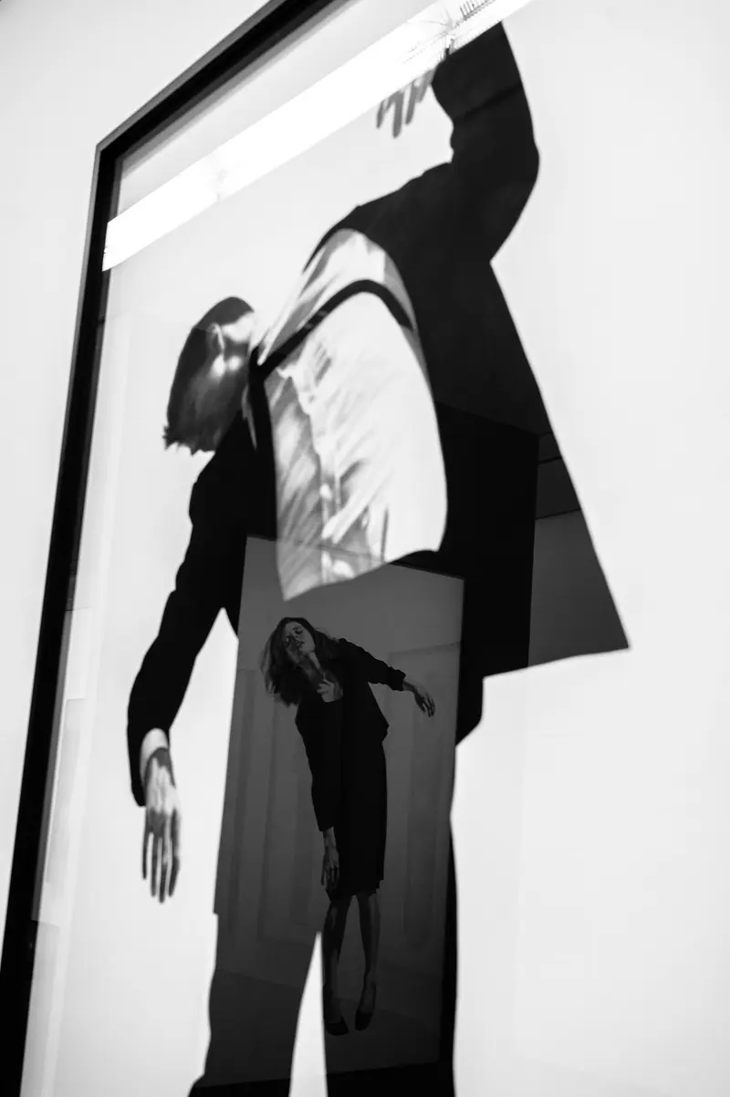 Robert Long Exhibition at Albertina Vienna: Shadowy Monochromatic Figure in Dramatic Pose