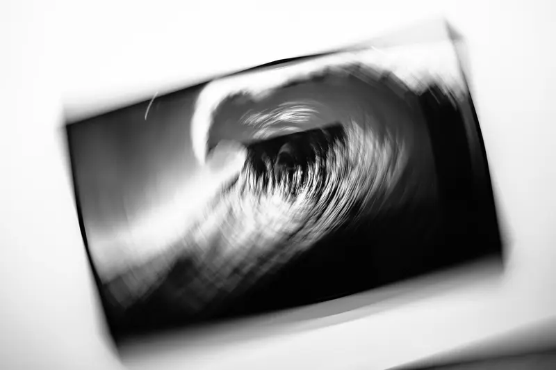 Blurred Black and White Abstract Wave Photograph in Skewed Perspective