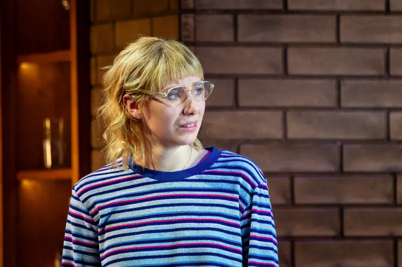 Actress in Striped Sweater During Rehearsal for "Uncle Vanya" at Theater in der Josefstadt