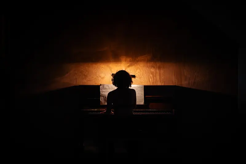 Silhouetted Actor during Theatrical Rehearsal of "Uncle Vanya" in Vienna