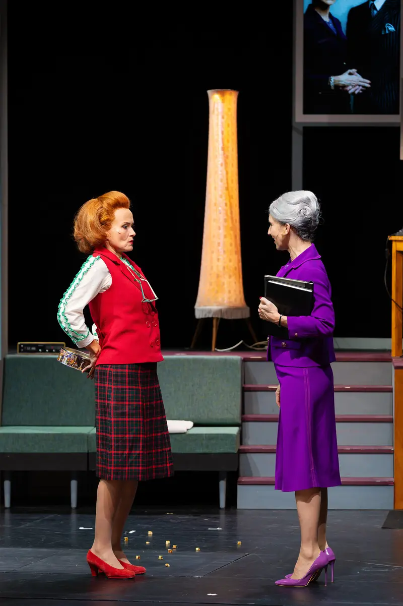 Theater Production "Miss Scrooge" at Kammerspielen, Two Actresses in Vintage Costumes
