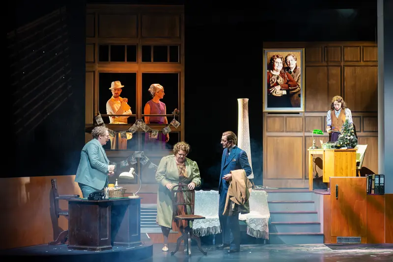 Theatrical Stage Scene from "Miss Scrooge" Theater Production