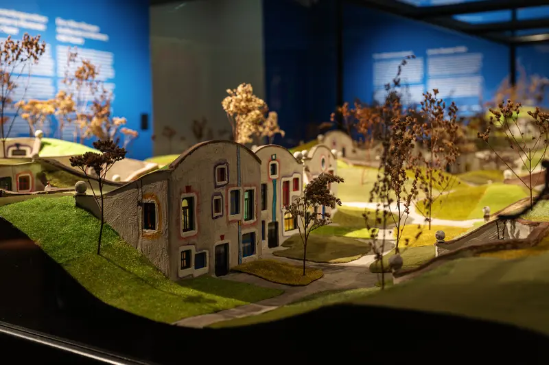 Architectural Scale Model of Residential Neighborhood with Landscaped Terrain