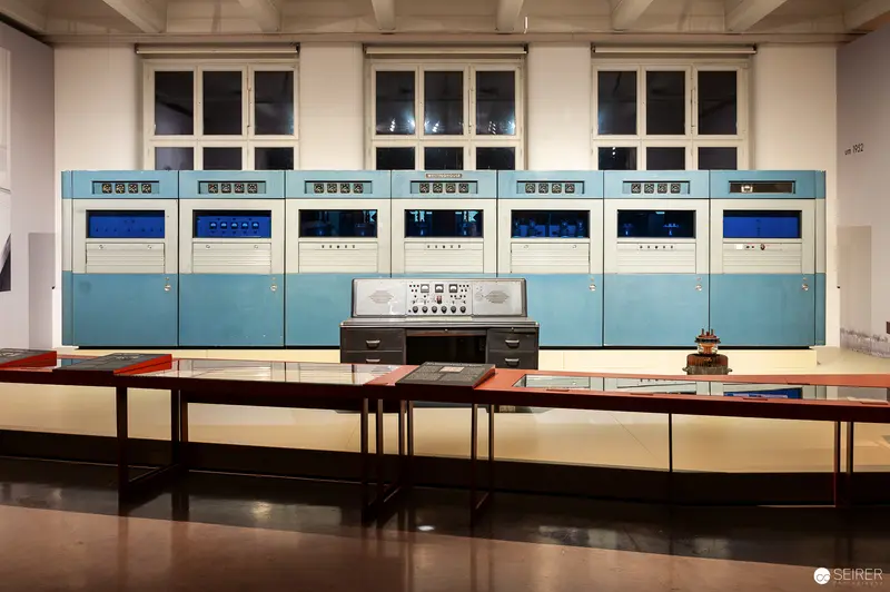 Vintage Computer Control Room at Technical Museum Vienna Radio Exhibition