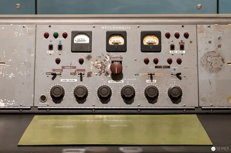 Vintage Westinghouse Control Panel with Analog Meters and Dials