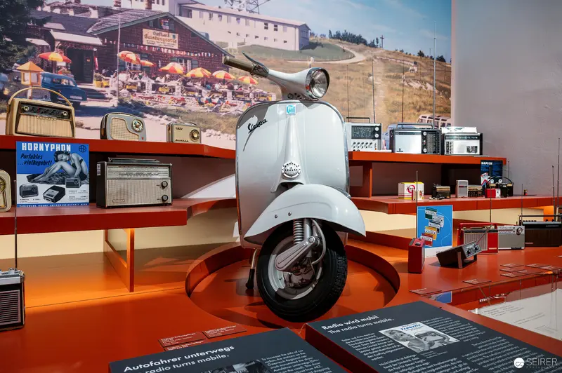 Vintage Vespa Scooter Displayed at 100 Years of Radio Exhibition, Technical Museum Vienna
