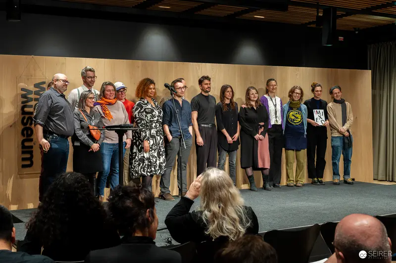 Wien Museum 'MIXED' Ausstellungseröffnung. Liz Metta and Participants on Stage at Wien Museum Mixed Exhibition