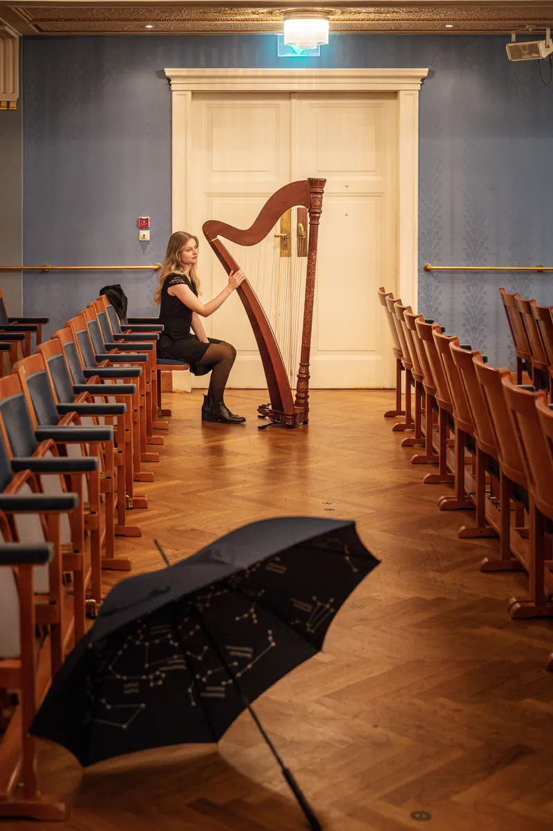 Harpist Performs Solo Rehearsal at Empty Konzerthaus Wien