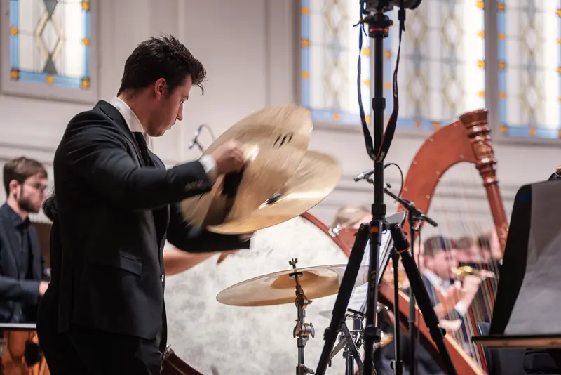 TU Orchestra Drummer Performing at Vienna Konzerthaus During 40th Anniversary Concert