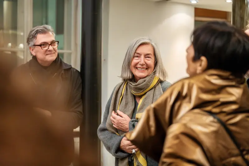 Elfie Semotan's Atelier: Visitors Sharing Warm Conversation During "In Transition" Event