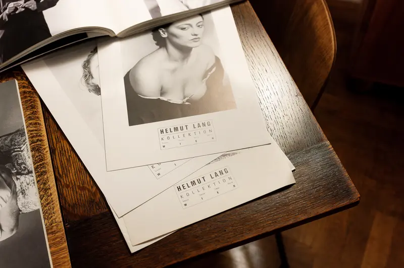 Helmut Lang Collection Postcard Featuring Black and White Fashion Photography