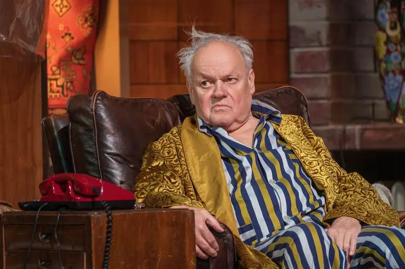 Senior Actor in Yellow Robe During "Sonny Boys" Theater Rehearsal in Josefstadt