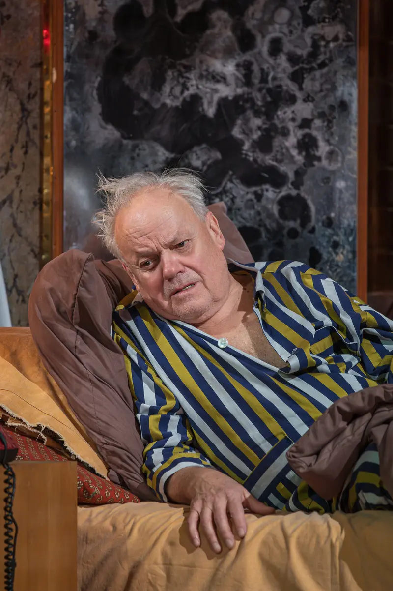 Elderly Actor Resting During Rehearsal for "Sonny Boys" Theater Production