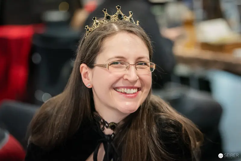 Joyful Cosplayer in Golden Crown at Vienna ComicCon 2024