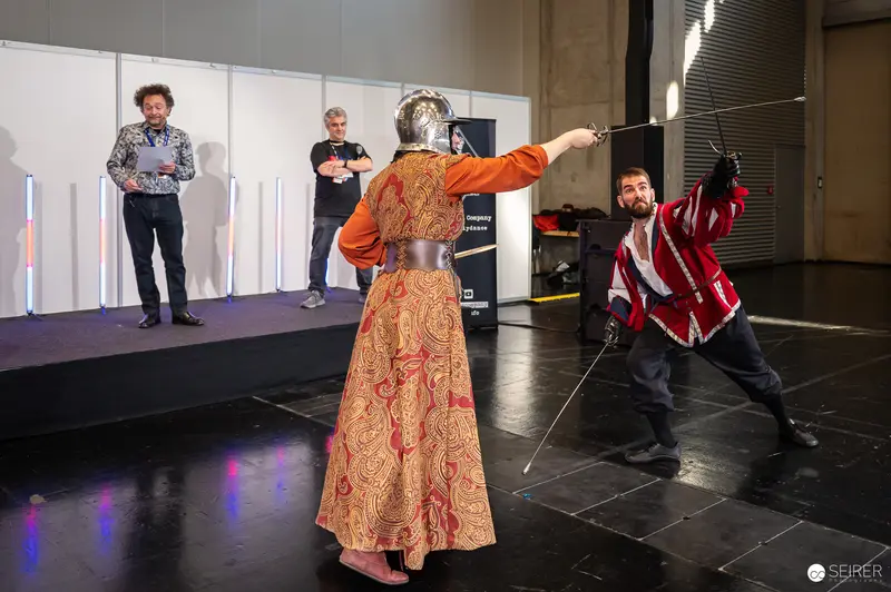 Historical Fencing Demonstration at Vienna ComicCon 2024 Cosplay Stage